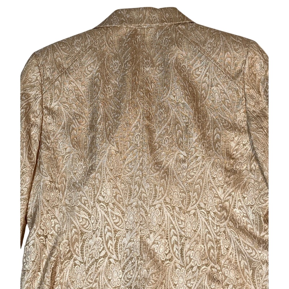 Gold‎ Brocade Paisley Blazer Size 12 Metallic Jacquard Evening Jacket - Picture 15 of 15